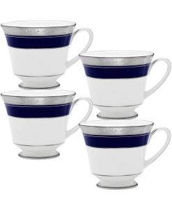Noritake Crestwood Cobalt Platinum Set Of 4 Cups, Service For 4