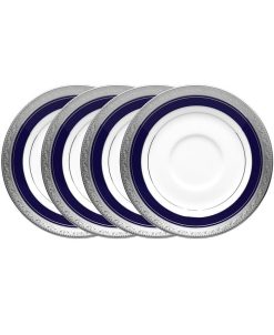 Noritake Crestwood Cobalt Platinum Set Of 4 Saucers, Service For 4