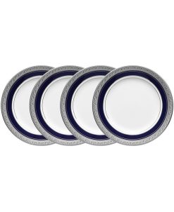 Noritake Crestwood Cobalt Platinum Set Of 4 Bread Butter And Appetizer Plates, Service For 4