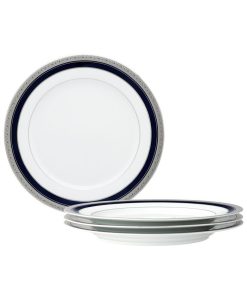 Noritake Crestwood Cobalt Platinum Set Of 4 Dinner Plates, Service For 4