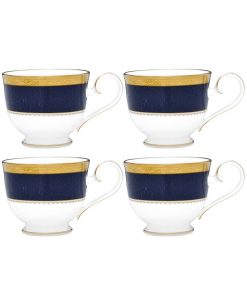 Noritake Odessa Cobalt Gold Set Of 4 Cups, Service For 4