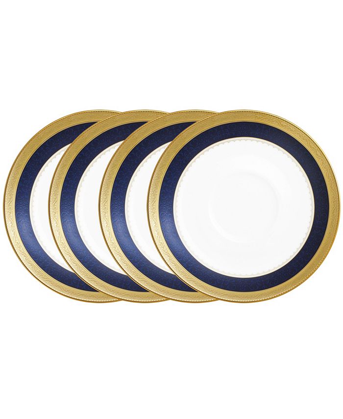 Noritake Odessa Cobalt Gold Set Of 4 Saucers, Service For 4 3 Noritake Odessa Cobalt Gold Set Of 4 Saucers, Service For 4