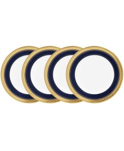Noritake Odessa Cobalt Gold Set Of 4 Bread Butter And Appetizer Plates, Service For 4