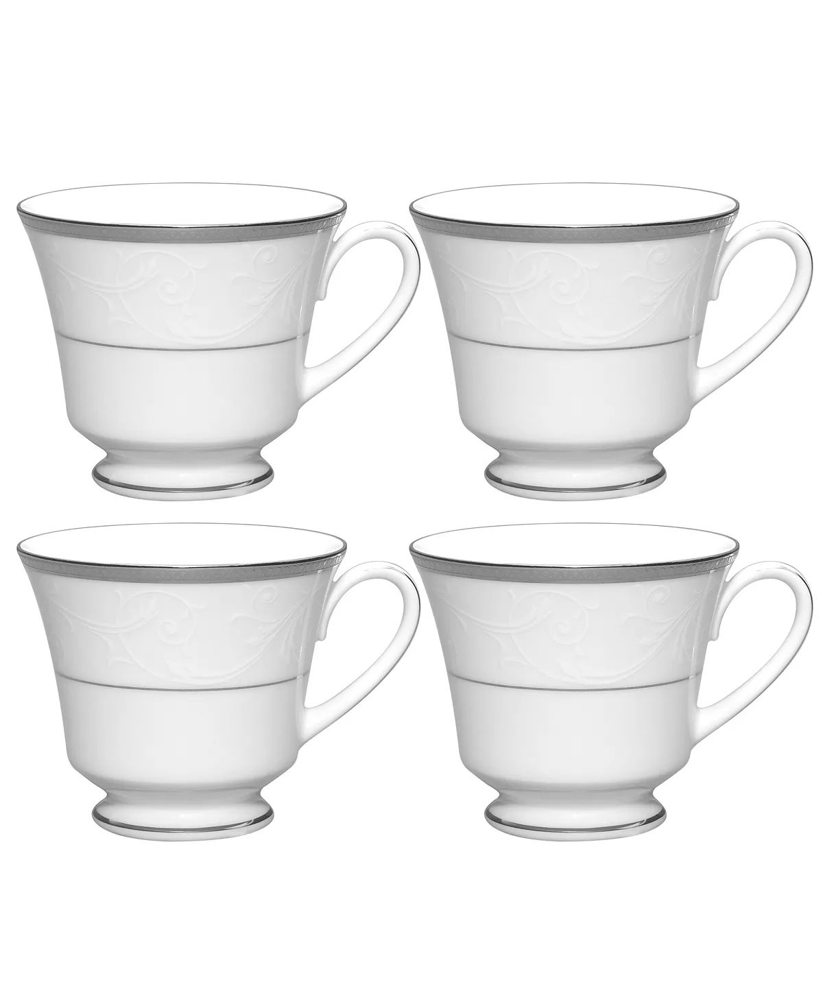 Noritake Regina Platinum Set Of 4 Cups, Service For 4
