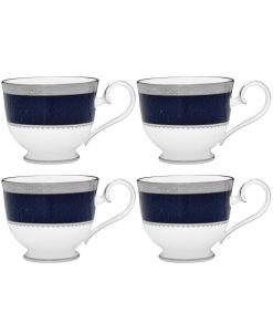 Noritake Odessa Cobalt Platinum Set Of 4 Cups, Service For 4