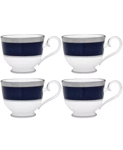 Noritake Odessa Cobalt Platinum Set Of 4 Cups, Service For 4