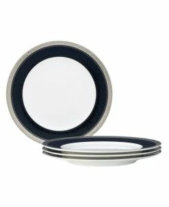 Noritake Odessa Cobalt Platinum Set Of 4 Salad Plates, Service For 4