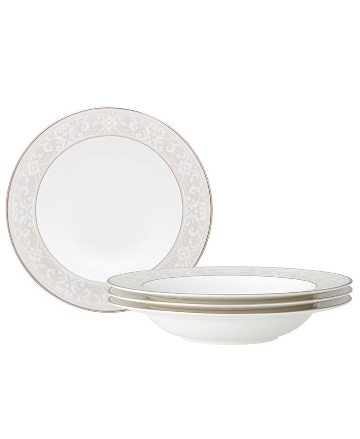 Noritake Montvale Platinum Set Of 4 Soup Bowls, Service For 4 3 Noritake Montvale Platinum Set Of 4 Soup Bowls, Service For 4