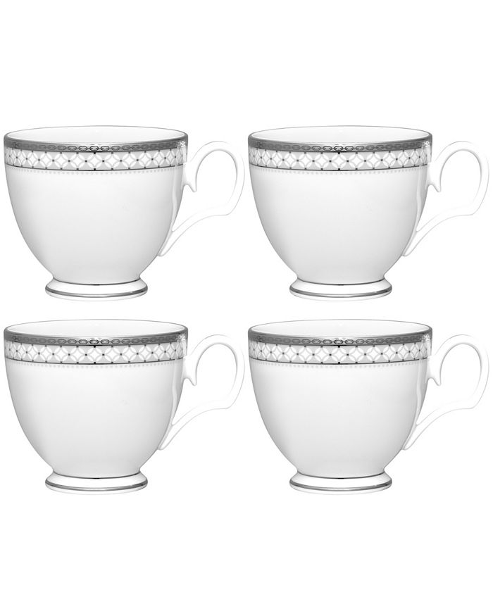 Noritake Rochester Platinum Set Of 4 Cups, Service For 4 3 Noritake Rochester Platinum Set Of 4 Cups, Service For 4
