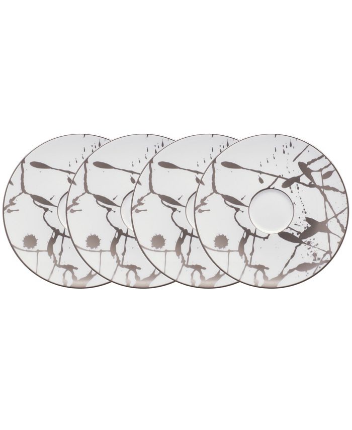 Noritake Raptures Platinum Set Of 4 Saucers, Service For 4 3 Noritake Raptures Platinum Set Of 4 Saucers, Service For 4