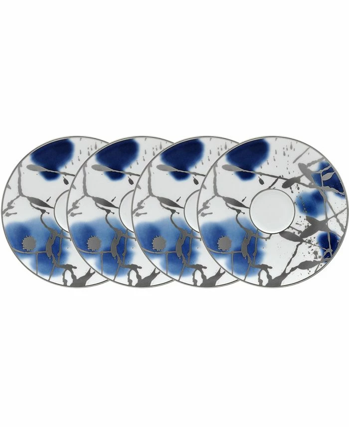 Noritake Jubilant Days Platinum Set Of 4 Saucer, Service For 4