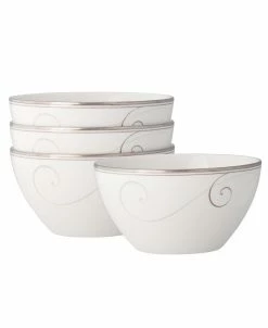Noritake Platinum Wave Set Of 4 Rice Bowls, Service For 4