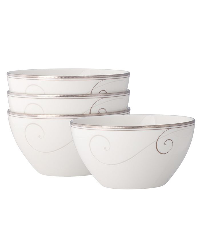 Noritake Platinum Wave Set Of 4 Rice Bowls, Service For 4 3 Noritake Platinum Wave Set Of 4 Rice Bowls, Service For 4