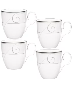 Noritake Platinum Wave Set Of 4 Mugs, Service For 4