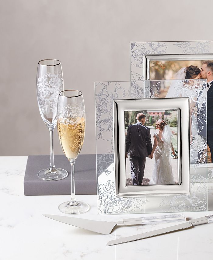 Silver Peony Toasting Flutes Lenox Silver Peony Toasting Flutes -VilleroyBoch shop