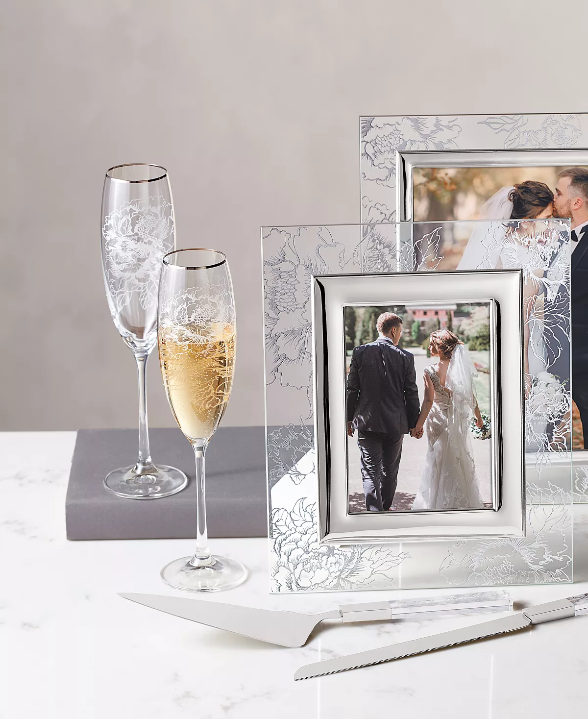 Silver Peony Toasting Flutes Lenox Silver Peony Toasting Flutes -VilleroyBoch shop