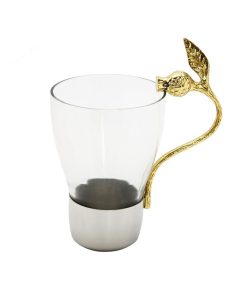 Classic Touch 14 Oz Mugs With Pomegrante Handle, 3.5 X 5