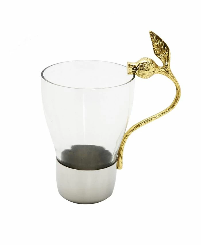 Classic Touch 14 Oz Mugs With Pomegrante Handle, 3.5 X 5