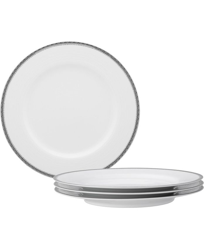 Noritake Whiteridge Platinum Set Of 4 Dinner Plates, 10-1/2 3 Noritake Whiteridge Platinum Set Of 4 Dinner Plates, 10-1/2