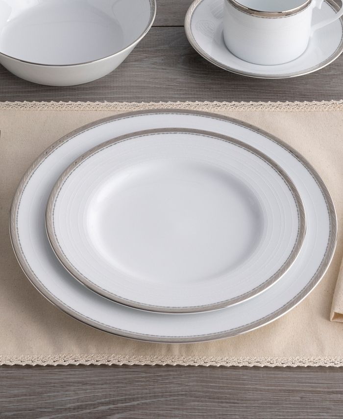 Noritake Whiteridge Platinum Set Of 4 Dinner Plates, 10-1/2 6 Noritake Whiteridge Platinum Set Of 4 Dinner Plates, 10-1/2 - Image 4
