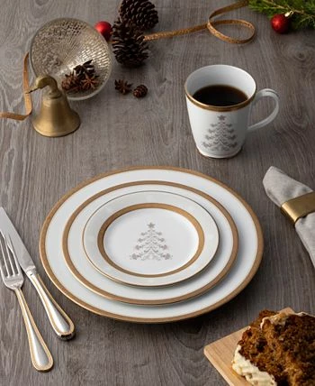 Noritake Charlotta Gold Set Of 4 Holiday Tree Appetizer Plates, 6-1/4 - Image 2