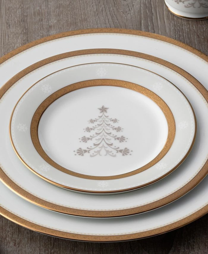 Noritake Charlotta Gold Set Of 4 Holiday Tree Appetizer Plates, 6-1/4 - Image 4