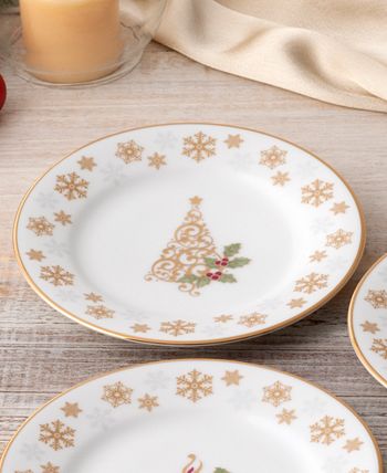 Holly Berry Gold Set Of 4 Assorted Appetizer Plates, 6-1/4 Noritake Holly Berry Gold Set Of 4 Assorted Appetizer Plates, 6-1/4 -VilleroyBoch shop