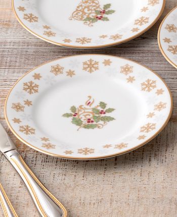 Holly Berry Gold Set Of 4 Assorted Appetizer Plates, 6-1/4 Noritake Holly Berry Gold Set Of 4 Assorted Appetizer Plates, 6-1/4 -VilleroyBoch shop