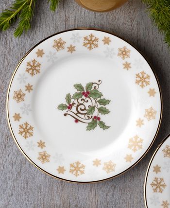 Holly Berry Gold Set Of 4 Assorted Appetizer Plates, 6-1/4 Noritake Holly Berry Gold Set Of 4 Assorted Appetizer Plates, 6-1/4 -VilleroyBoch shop