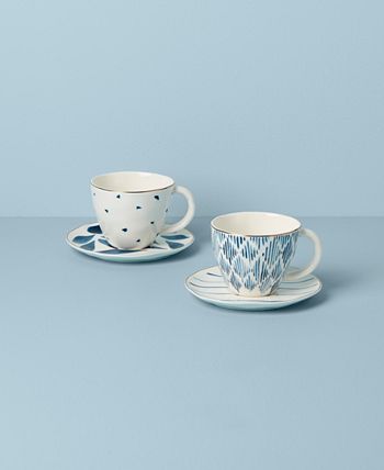 Blue Bay 4-Piece Teacup Saucer Set Lenox Blue Bay 4-Piece Teacup Saucer Set -VilleroyBoch shop
