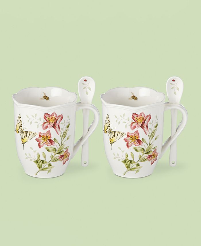 Butterfly Meadow Set Of 2 Cocoa Mugs With Spoons Lenox Butterfly Meadow Set Of 2 Cocoa Mugs With Spoons -VilleroyBoch shop