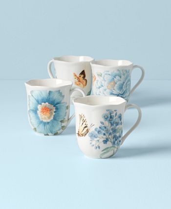 Set Of 4 Butterfly Meadow Blue Assorted Mugs Lenox Set Of 4 Butterfly Meadow Blue Assorted Mugs -VilleroyBoch shop
