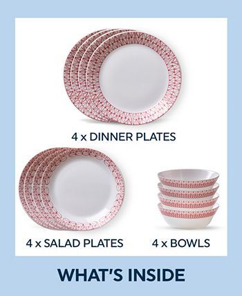 Expressions Graphic Stitch 12-Piece Dinnerware Set Corelle Expressions Graphic Stitch 12-Piece Dinnerware Set -VilleroyBoch shop