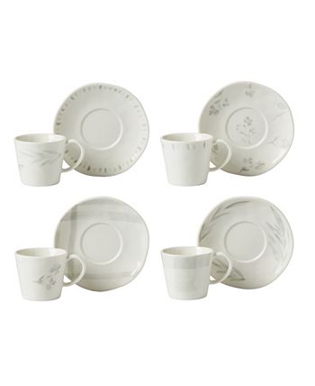 Lenox Oyster Whiteware 8 Piece Espresso Cup And Saucer Set, Service For 4 4 Lenox Oyster Whiteware 8 Piece Espresso Cup And Saucer Set, Service For 4 - Image 2