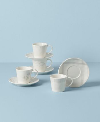 Lenox Oyster Whiteware 8 Piece Espresso Cup And Saucer Set, Service For 4 5 Lenox Oyster Whiteware 8 Piece Espresso Cup And Saucer Set, Service For 4 - Image 3