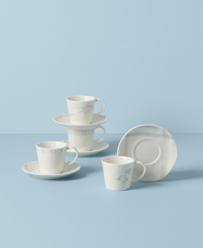 Lenox Oyster Whiteware 8 Piece Espresso Cup And Saucer Set, Service For 4 6 Lenox Oyster Whiteware 8 Piece Espresso Cup And Saucer Set, Service For 4 - Image 4