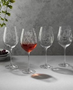 JoyJolt Geo White Wine Glass With Geometric Shape Design, 4 Piece -VilleroyBoch shop 23284662 fpx