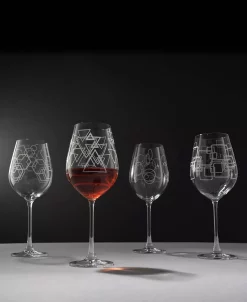 JoyJolt Geo White Wine Glass With Geometric Shape Design, 4 Piece -VilleroyBoch shop 23284663 fpx