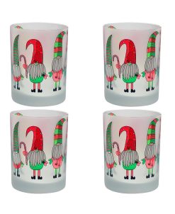 Culver Hristmas Gnomes Double Old Fashioned 4 Piece Glass Set, 14 Oz