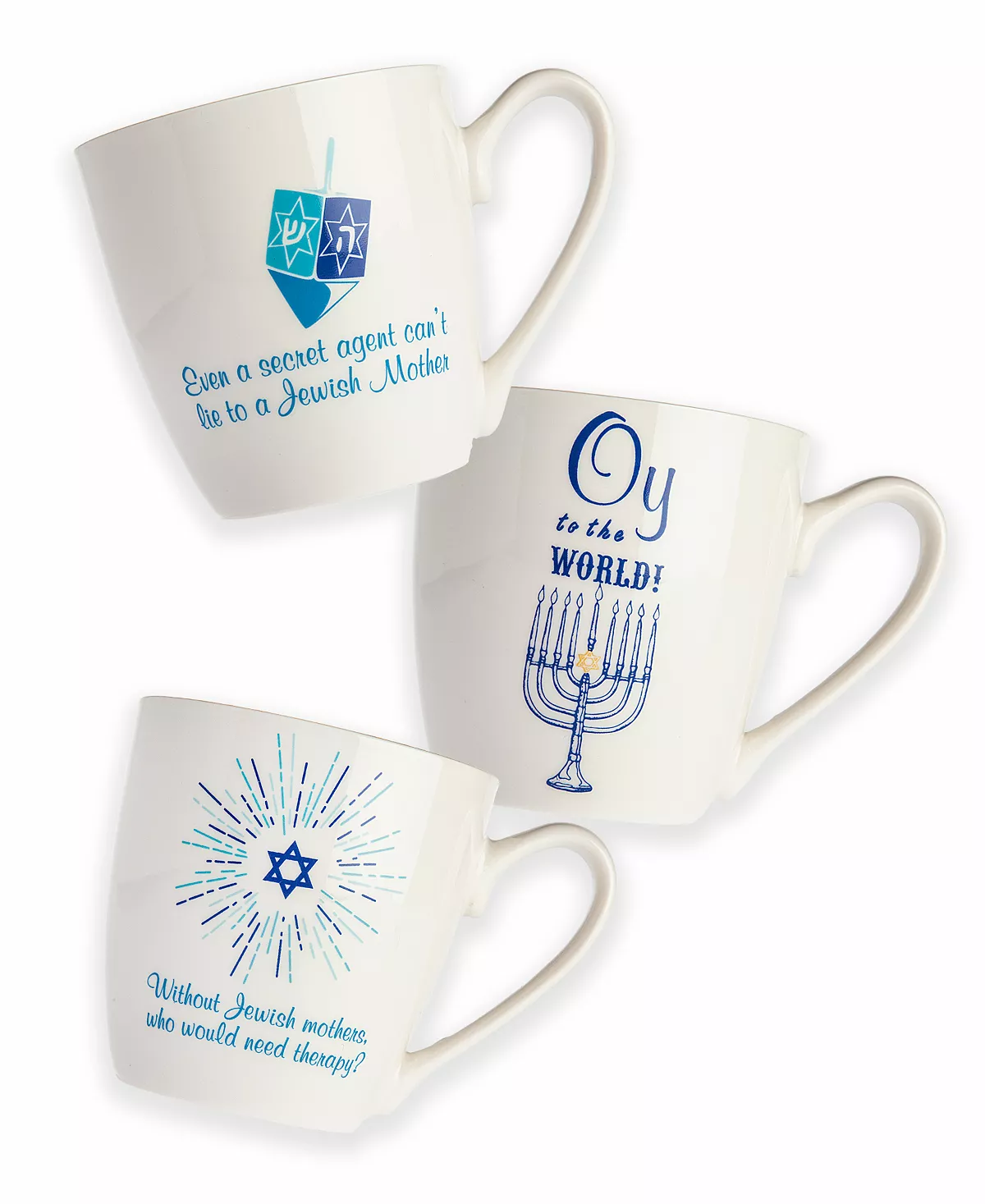 Godinger Whimsical Chanukah To Celebrate The Holiday In Style, 16 Oz 3 Piece Mugs Set