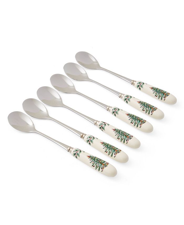 Spode Christmas Tree Teaspoons, Set Of 6, Service For 6 3 Spode Christmas Tree Teaspoons, Set Of 6, Service For 6