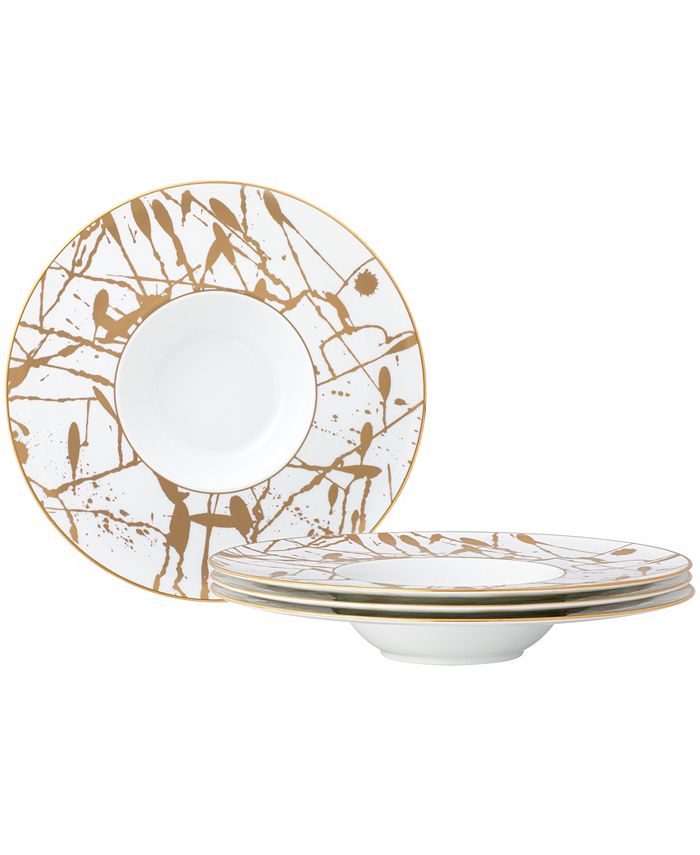 Raptures Gold Set Of 4 Rim Soup Bowls, Service For 4 Noritake Raptures Gold Set Of 4 Rim Soup Bowls, Service For 4 -VilleroyBoch shop
