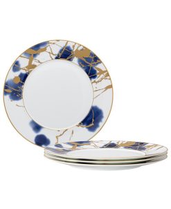 Noritake Jubilant Days Gold Set Of 4 Dinner Plates, Service For 4