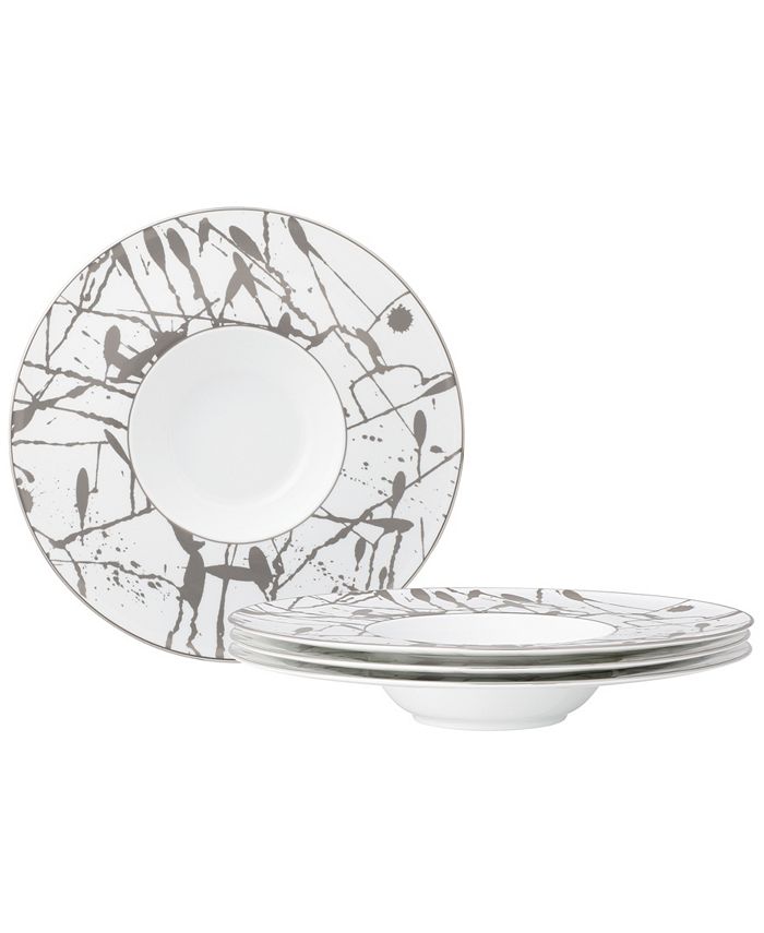 Noritake Raptures Platinum Set Of 4 Rim Soup Bowls, Service For 4 3 Noritake Raptures Platinum Set Of 4 Rim Soup Bowls, Service For 4