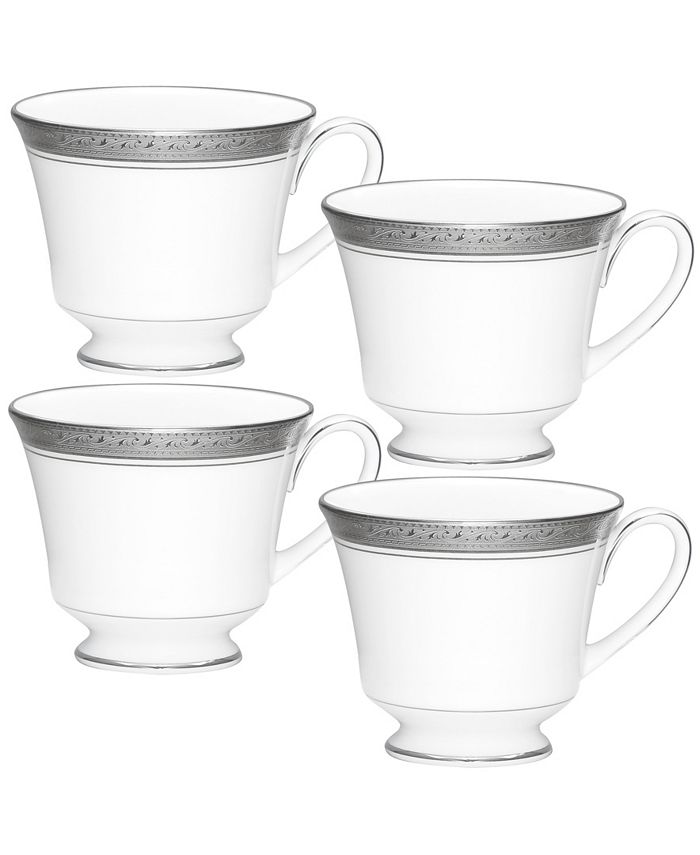 Noritake Crestwood Platinum Set Of 4 Cups, Service For 4 3 Noritake Crestwood Platinum Set Of 4 Cups, Service For 4