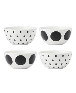 Kate Spade On The Dot Assorted All-Purpose Bowls 4 Piece Set, Service For 4