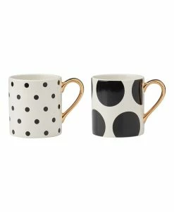 Kate Spade On The Dot Assorted Mugs 2 Piece Set, Service For 2