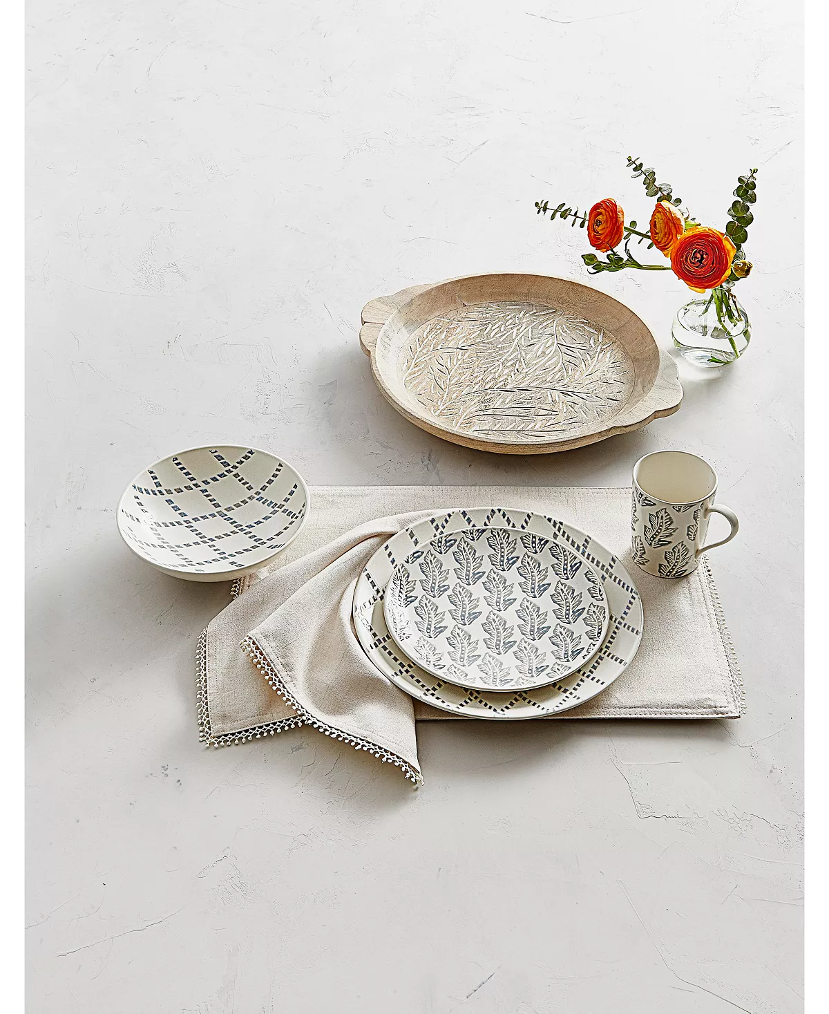 Lenox Textured Neutrals Lattice/Leaf 12-PC Dinnerware Set, Service For 4 - Image 3