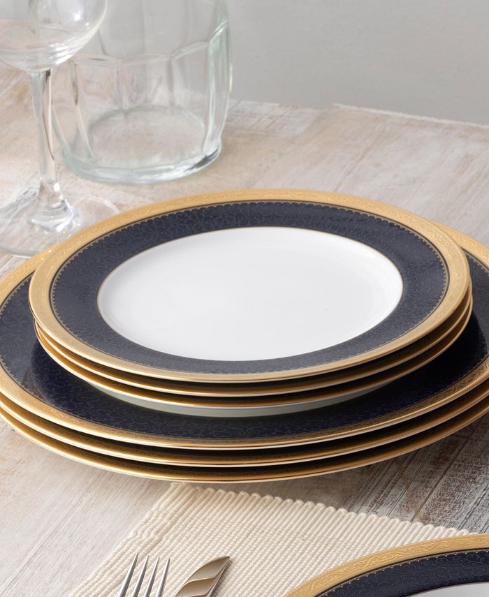 Odessa Cobalt Gold Set Of 4 Salad Plates, Service For 4 Noritake Odessa Cobalt Gold Set Of 4 Salad Plates, Service For 4 -VilleroyBoch shop