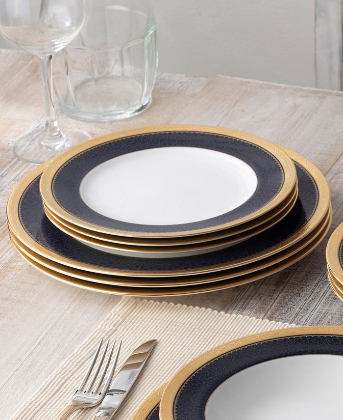 Odessa Cobalt Gold Set Of 4 Dinner Plates, Service For 4 Noritake Odessa Cobalt Gold Set Of 4 Dinner Plates, Service For 4 -VilleroyBoch shop